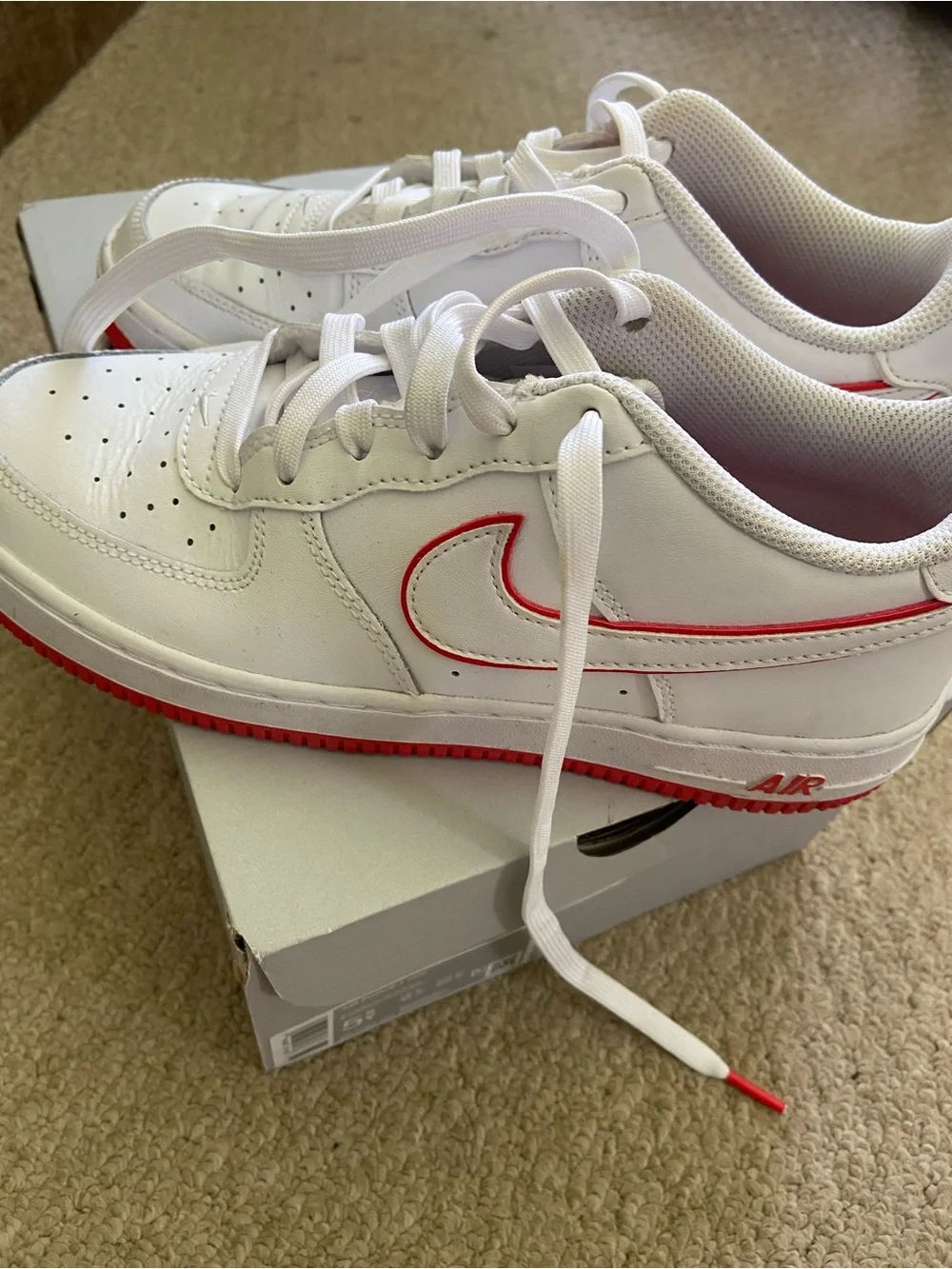 Nike Low-Top Sneakers — White with Red Trim